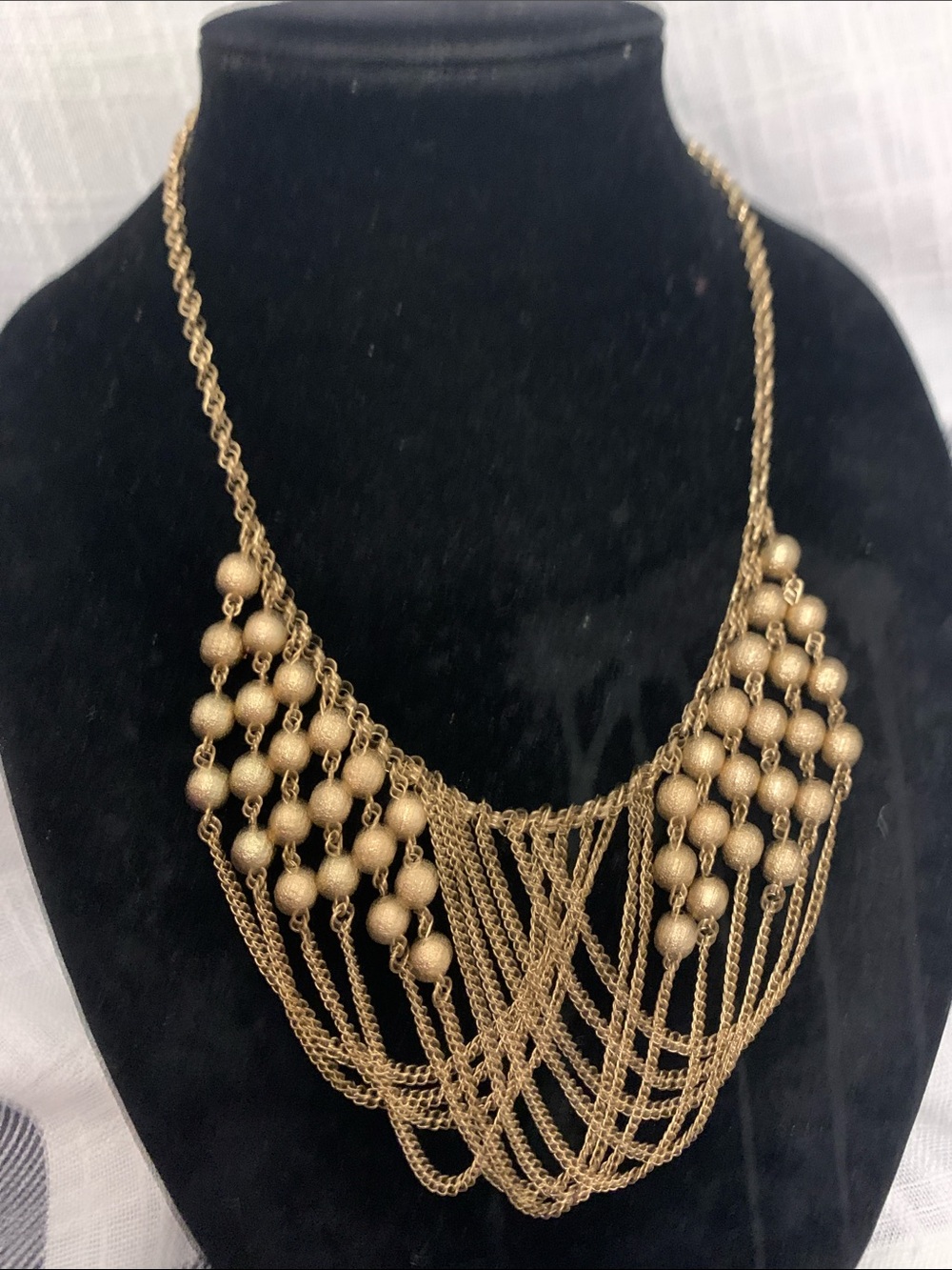 NY Collection Gold-Tone Multi-Strand Beaded Necklace